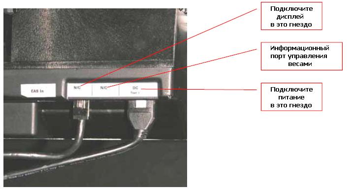 Подключение дисплейного и информационного кабеля к сканеру Metrologic Stratos H